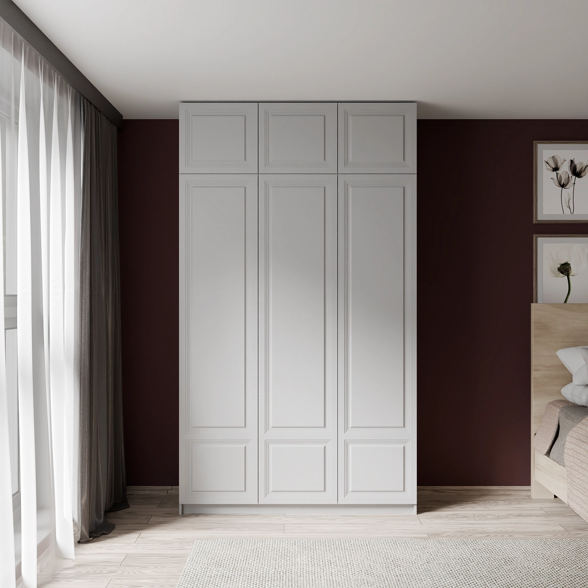 Шкаф с антресолью и фрезерованными фасадами Марс Серый (Оргей+)